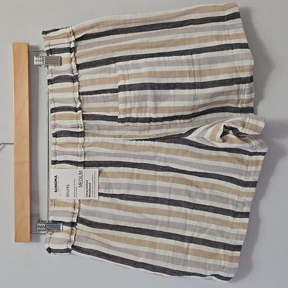 Sonoma Gauzy Striped Cotton Shorts Size M Pull On Beach Coastal Resort - Picture 7 of 9